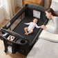 Babyeap 7-in-1 Baby Bassinet with Playard and Bedside Sleeper, Changing Table, Toy Bar, Extra Large Storage Bag, Travel Crib for Newborns and Infants, Black