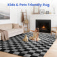 CozyDesg Shag Area Rugs,5'x8'/8' x 10' Soft Fluffy Floor Rugs Checkered Carpet，Washable Area Rugs for Living Room Bedroom Decor,Beige & White
