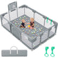 babyeap Baby Playpen,73 Inch Extra Large Baby Playard,Playpen for Babies and Toddlers With Basketball Hoop,Children Kids Play Fence for Indoors Outdoors,Gray