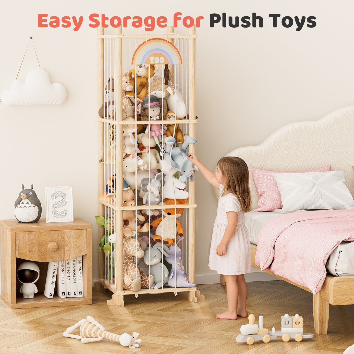 babyeap Wooden Stuffed Animal Storage,Large Stuffed Animal Holder,Natural PineWood Toy Storage,Plushies Storage for Kidroom,Playroom,Bedrooms & Toddler Room