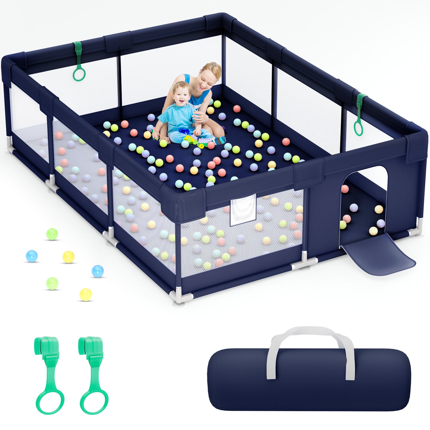 babyeap Baby Playpen,50x50 Inch Baby Playards for Babies and Toddlers,Fence Baby Play Yards for Indoor & Outdoor with Breathable Mesh,Dark Gray