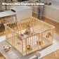 Babyeap Foldable Wooden Baby Playpen,Large Wood Play Yard for Babies and Toddlers, Baby Fence for Indoor Activity Center,47x47x23.6 Inch