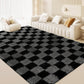 CozyDesg Shag Area Rugs,5'x8'/8' x 10' Soft Fluffy Floor Rugs Checkered Carpet，Washable Area Rugs for Living Room Bedroom Decor,Beige & White