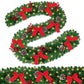 Yexmas 9FT Pre-Lit Christmas Garland with LED Lights, Decorated with Bows, Pinecones and Berry Clusters, Battery Operated Xmas Garland for Mantel, Stair, Door