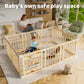 Babyeap Wooden Baby Playpen,Foldable Play Yards for Babies and Toddlers,Large Wood Play Gate with Built-in Toys,Baby Fence Activity Center 71x47x23.6 Inch