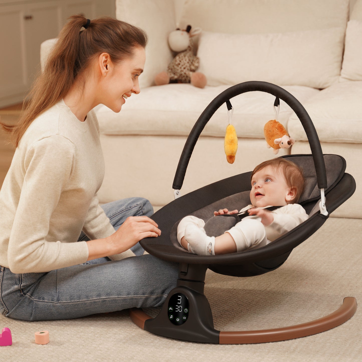 Babyeap Baby Swing for Infants, Electric Swing with 5 Sway Speed, 10 Lullabies, Black