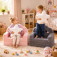 babyeap 2-in-1 Kids Sofa,Fold Out Toddler Couch with Star Pillow,Soft Convertible Kids Chair for Girls and Boys,Pink