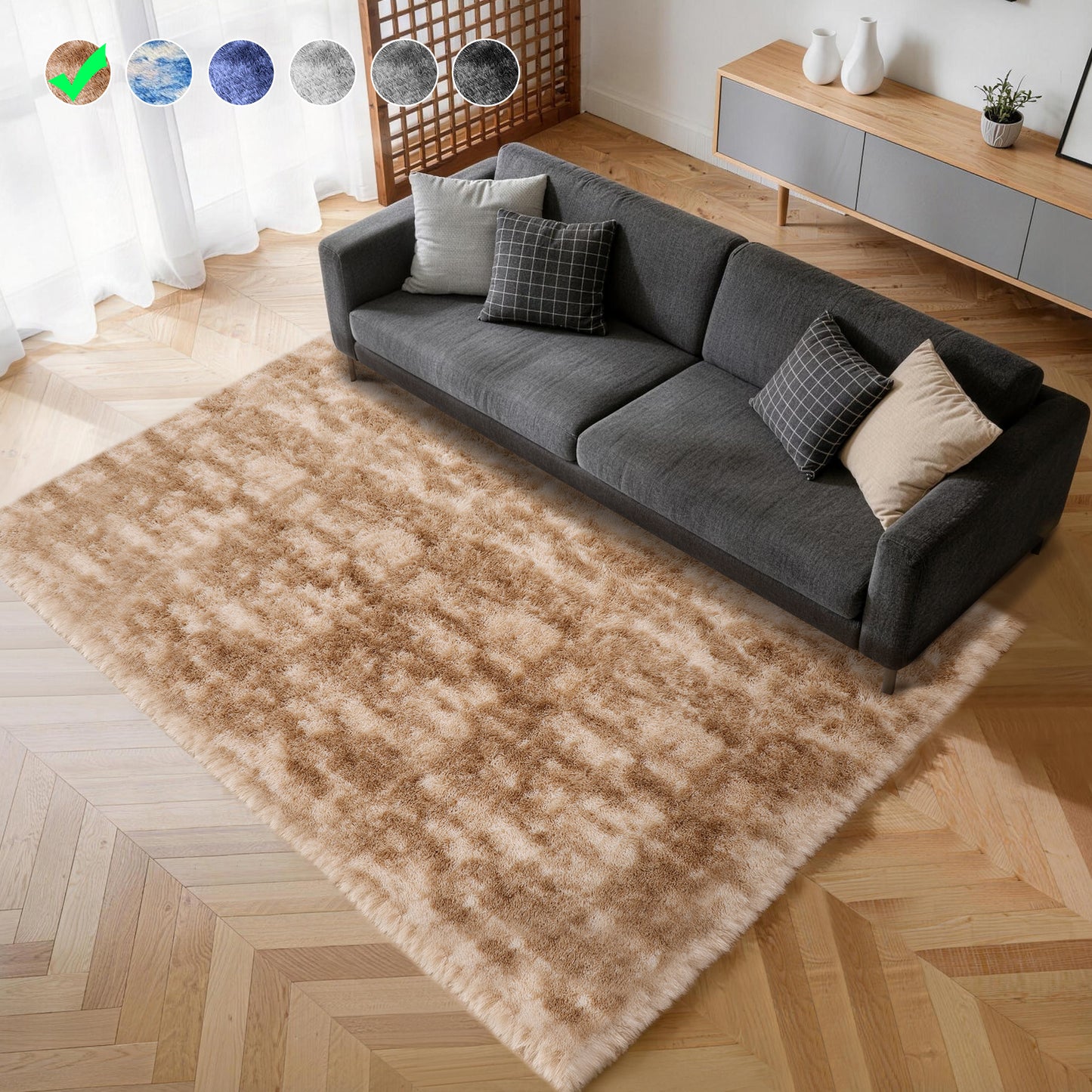 Cozydesg 4ftx6ft Large Area Rugs,Shag Fluffy Rugs for Living Room Bedroom, Modern Indoor Floor Rugs Soft Carpet Home Decro,Light Blue