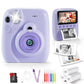 Yexmas Instant Print Toys Camera for Kids, 1080P HD Camera with 32GB SD Card, 3 Paper Rolls, Color Pens & Lanyard, Pink