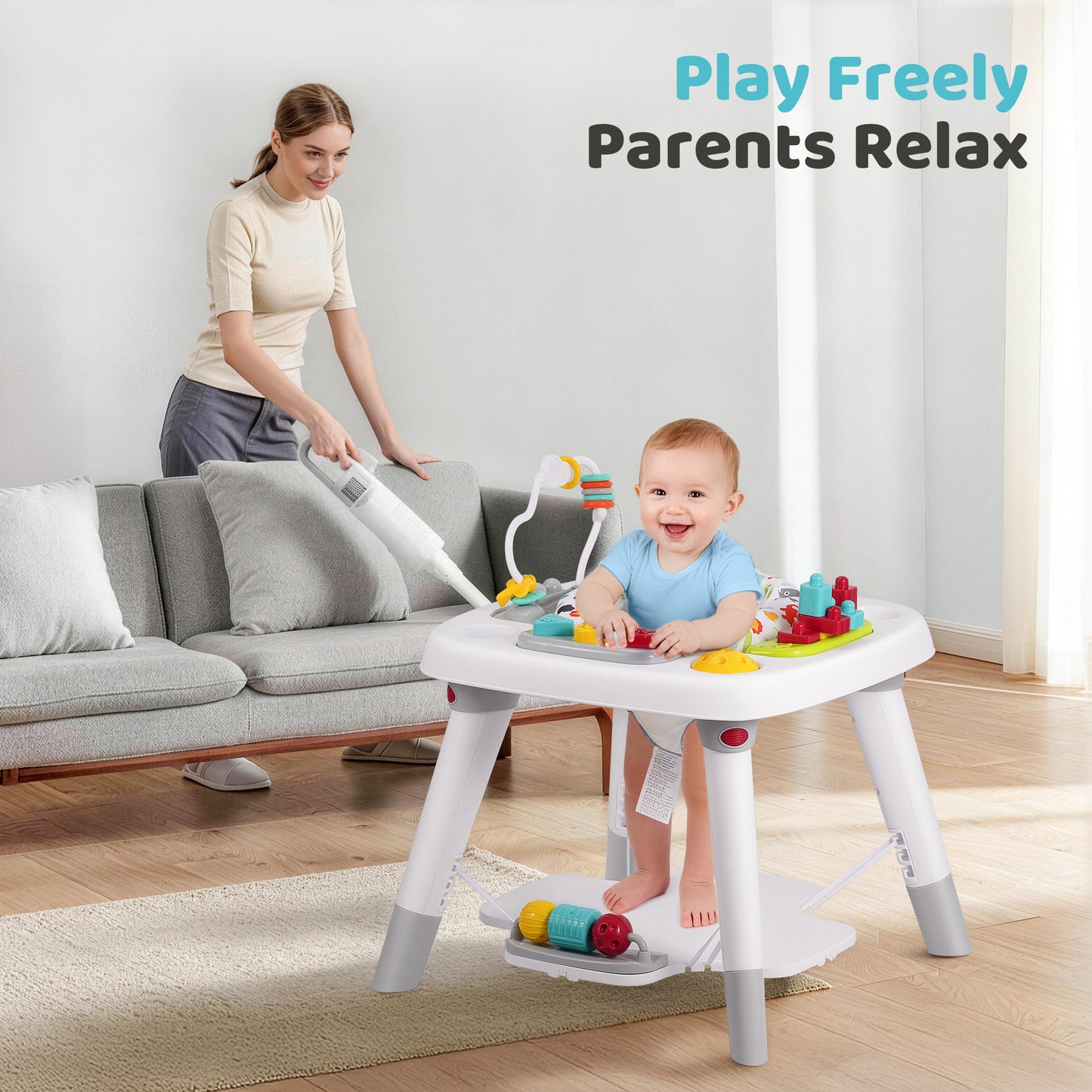 Babyeap 6-in-1 Baby Activity Center,Infant Activity Center Jumper with Detachable Toys and Music,6-36 Months