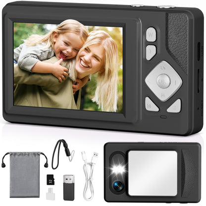 Lookfly Digital Camera,FHD 1080P Point and Shoot Kids Camera，Camera for Photography with 32GB Card ,18X Zoom Anti Shake,48MP,Compact Small Digital Camera for Boys Girls Kids,Black