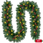 Yexmas 9ft Large Christmas Garland, Multi-Purpose Xmas Wreath with 60 LED Lights, Decorated with Pinecones, Berry Clusters, Battery Operated