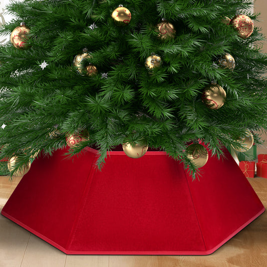 Yexmas Velvet Christmas Tree Collar, Xmas Tree Stand Base Cover, Foldable Christmas Tree Ring Decoration for Xmas Holiday Party
