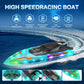 Yexmas RC Boat for Pools and Lakes, 2.4G 15+ MPH Fast Remote Control Boat with LED Lights, Racing Boats for Kids & Adults with 2 Rechargeable Battery,Gifts for Boys Girls (Blue)