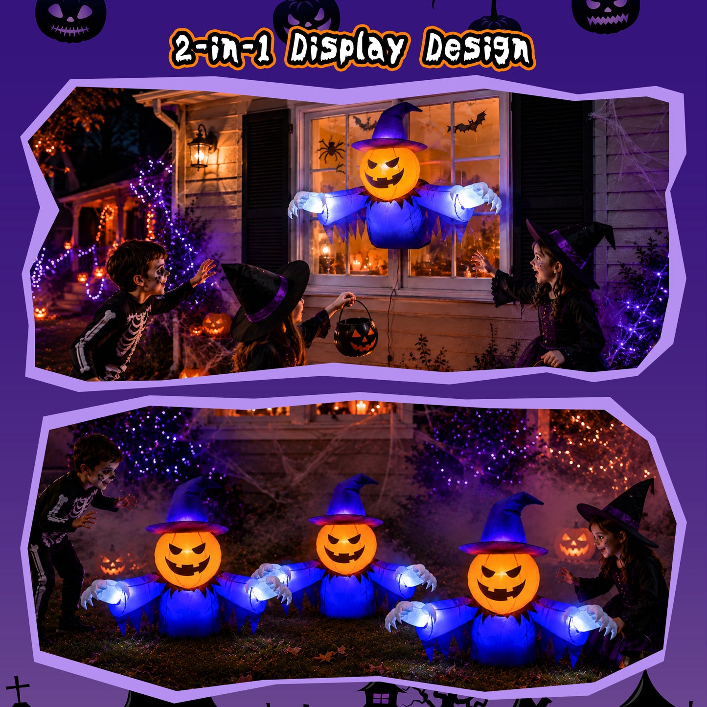 Yexmas 2-in-1 Halloween Inflatable Pumpkin Ghost,4 FT Halloween Window Decoration, Blow Up Outdoor Halloween Decor for Yard, Garden, Lawn, Porch,Indoor Outdoor Party
