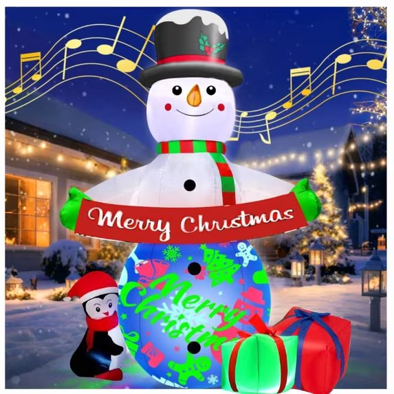 Yexmas Christmas Inflatables Snowman Outdoor Yard Decorations, Christmas Blow up Snow Man with LED Lights, Winter Outside Decor for Holiday Party Garden Lawn