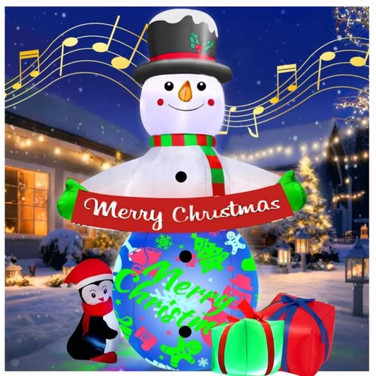 Yexmas Christmas Inflatables Snowman Outdoor Yard Decorations, Christmas Blow up Snow Man with LED Lights, Winter Outside Decor for Holiday Party Garden Lawn