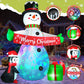 Yexmas 8FT Christmas Inflatable Snowman Blow Up Yard Decor with 360° Colorful Projection, Music On/Off, Penguin, Gift Boxes, Merry Christmas Banner for Outdoor Yard Decor