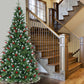 Yexmas 9ft Pre-Lit Artificial Christmas Trees,Green Xmas Tree with Large Christmas Tree Storage Bag, Berries, Realistic Artificial Christmas Trees for Home, Office, Party Decoration