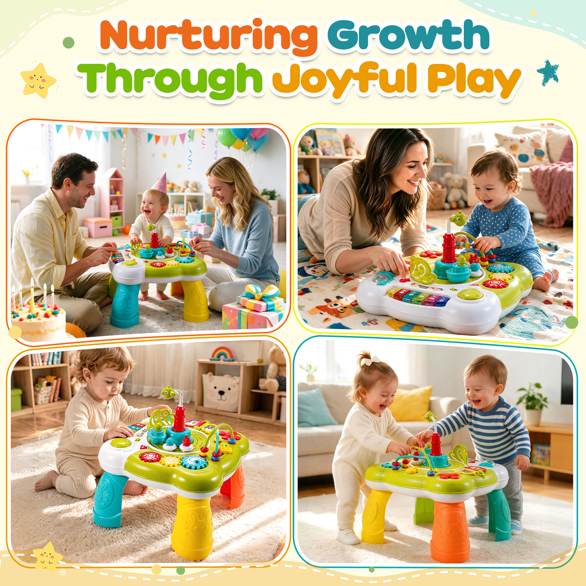 Yexmas 12-in-1 Baby Activity Table, Musical Learning Table for Toddlers, Baby Activity Center, Montessori Educational Interactive Toys with Lights and Music for Boys Girls Gifts