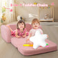Babyeap Extra Wide Kids Chair,2-in-1 Convertible Toddler Chairs,Soft Comfy Kids Couch, Kids Sofa for Boys & Girls 3+,Pink