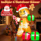 Yexmas 6FT Christmas Inflatable Gingerbread Man with Candy Cane and Gift Boxes, Blow Up Outdoor Yard Decor with Built-In LED Lights for Lawn Garden