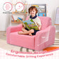 Babyeap 3-in-1 Kids Sofa,Toddler Sofa Bed Fold Out,Comfy Kids Couch,Convertible Baby Chair for Girls and Boys,Pink