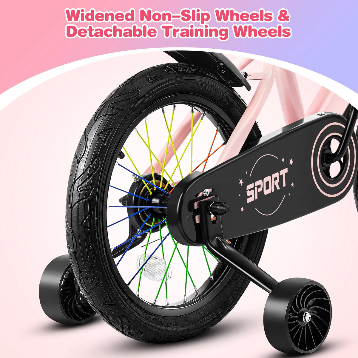 Lookfly 14" Kids Bike for Boys and Girls with Removable Training Wheels,Children's Cicycle,Pink
