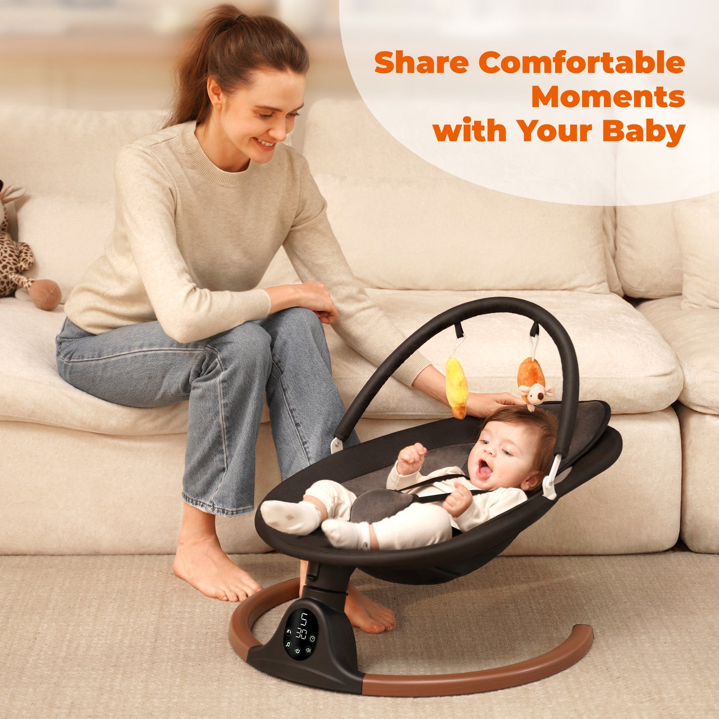 Babyeap Baby Swing for Infants, Electric Swing with 5 Sway Speed, 10 Lullabies, Black
