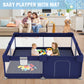 Babyeap Baby Playpen With Mat,50"x50"Play Pen for Babies and Toddlers,Play Yard With Gate for Indoor Outdoor,Navy Blue