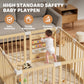 Babyeap Wooden Baby Playpen,Foldable Play Yards for Babies and Toddlers,Large Wood Play Gate with Built-in Toys,Baby Fence Activity Center 47x47x23.6 Inch