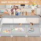 Babyeap Large Baby Playpen with Mat,71"x50"Playpen for Babies and Toddlers,Baby Play Yard Baby Fence Play Area Indoor Outdoor,LightGray
