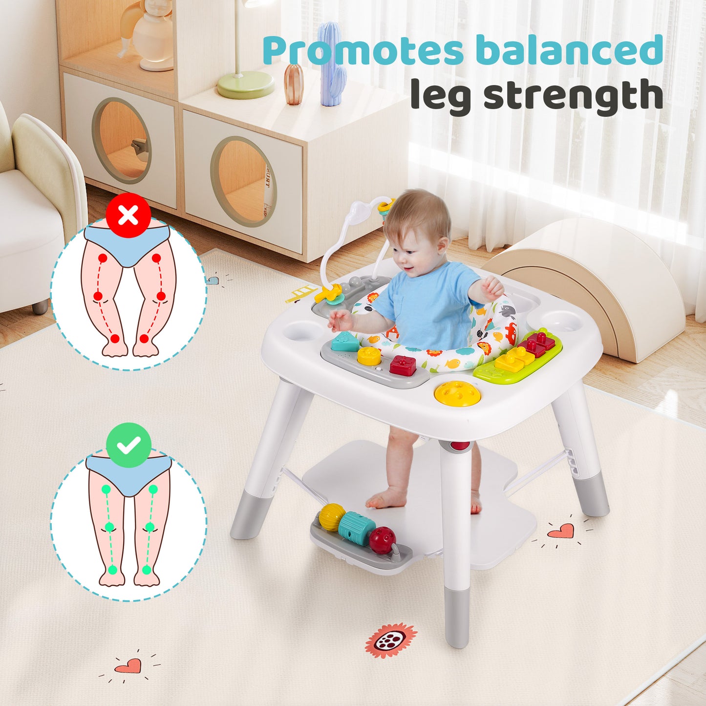 Babyeap 6-in-1 Baby Activity Center,Infant Activity Center Jumper with Detachable Toys and Music,6-36 Months