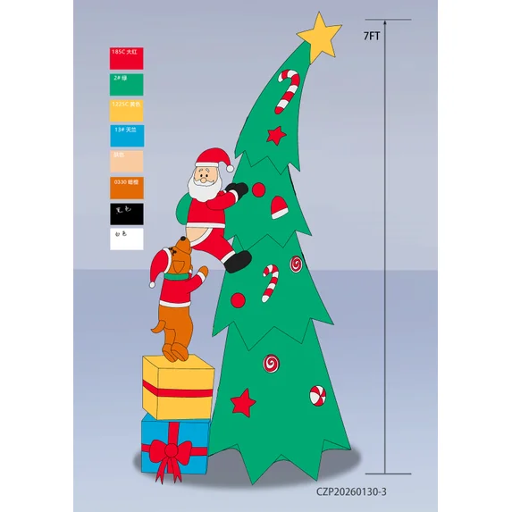 Yexmas 7FT Inflatable Christmas Tree with Santa & Dog – LED Light Up Outdoor Yard & Garden Decoration