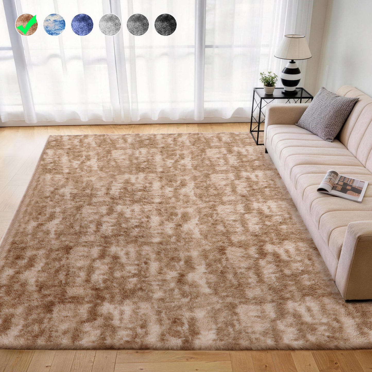 Cozydesg 4ftx6ft Large Area Rugs,Shag Fluffy Rugs for Living Room Bedroom, Modern Indoor Floor Rugs Soft Carpet Home Decro,Light Blue