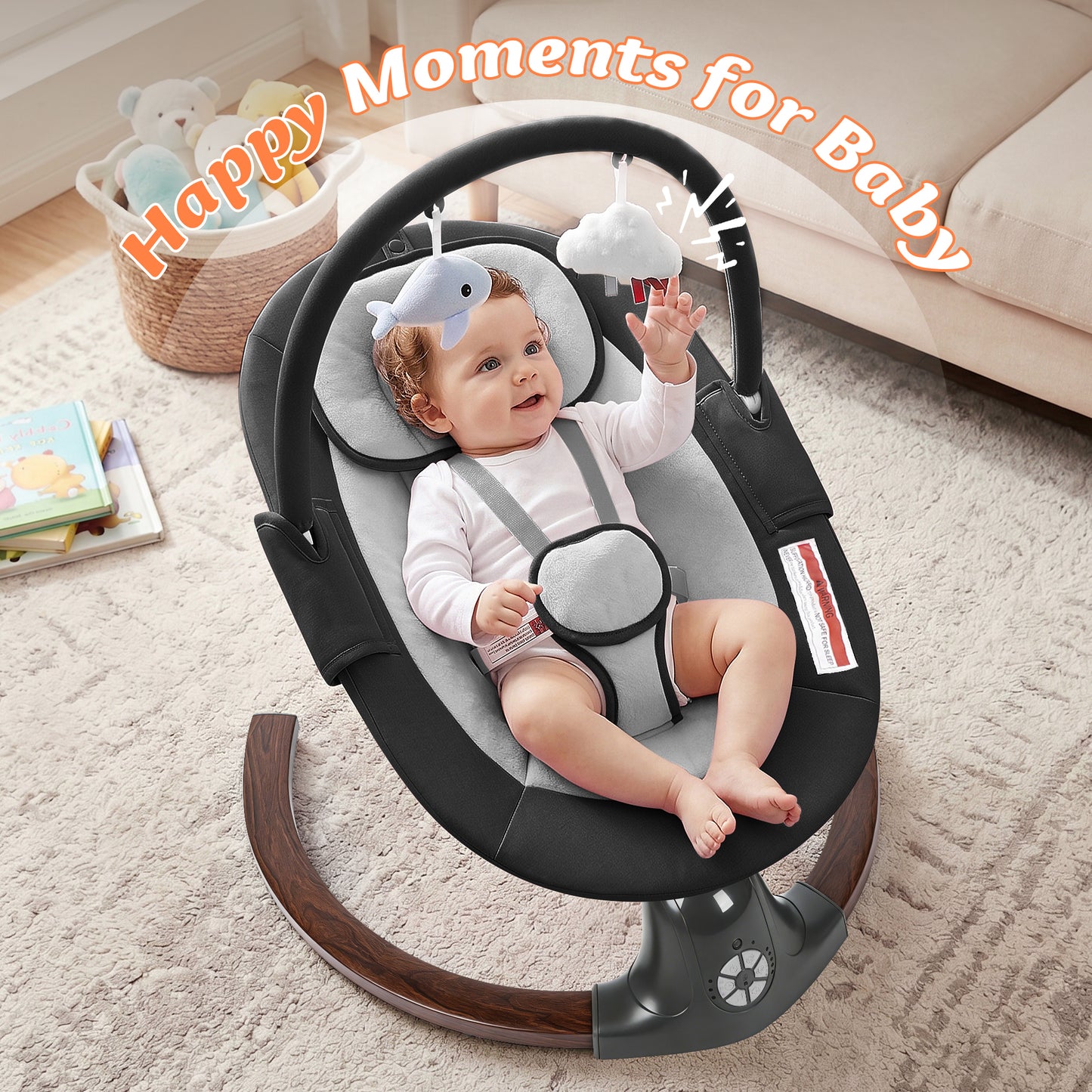 Babyeap Baby Swing for Infants,Electric Swing for Baby with Remote Control, 5 Speeds,Built-In Sounds,Pink