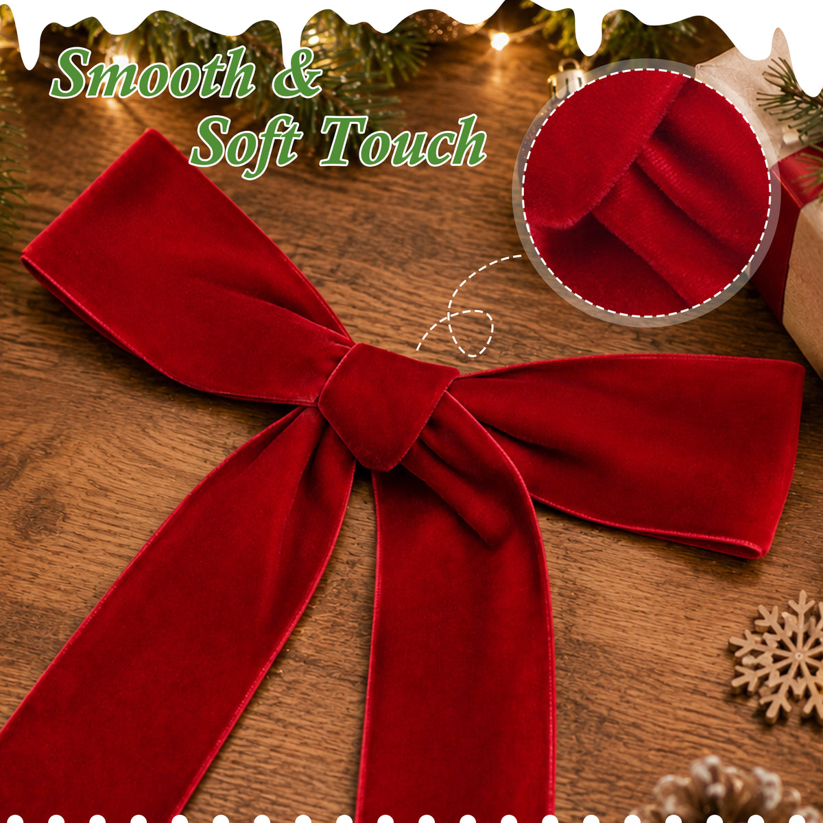 Yexmas 12pcs Burgundy Velvet Christmas Bows, Ribbon Bows Xmas Ornaments for Christmas Tree Home Party Staircase Door Wreath Garland Holiday Decor