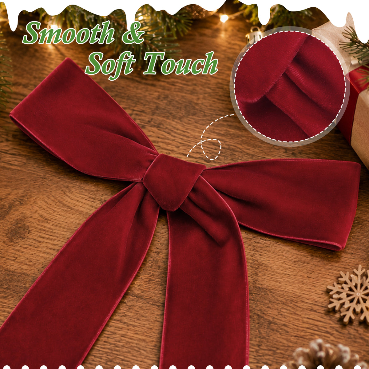 Yexmas 12pcs Burgundy Velvet Christmas Bows, Ribbon Bows Xmas Ornaments for Christmas Tree Home Party Staircase Door Wreath Garland Holiday Decor