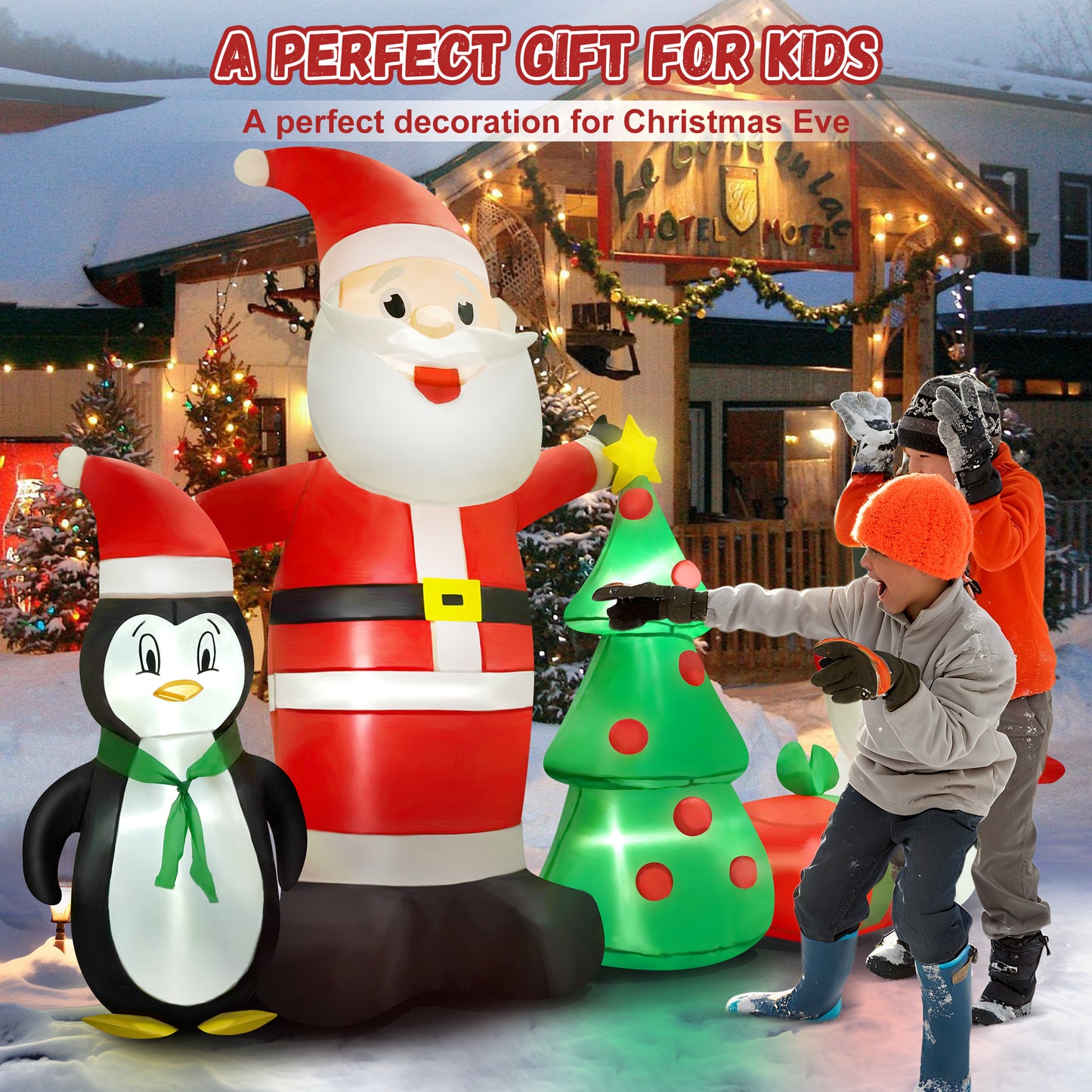 Yexmas 6FT Christmas Decorations Inflatables with Blow Up LED Lights, Santa Claus Snowman Penguin Gift Boxes & Christmas Tree for for Holiday Decor,Xmas Party,Yard, Garden and Lawn