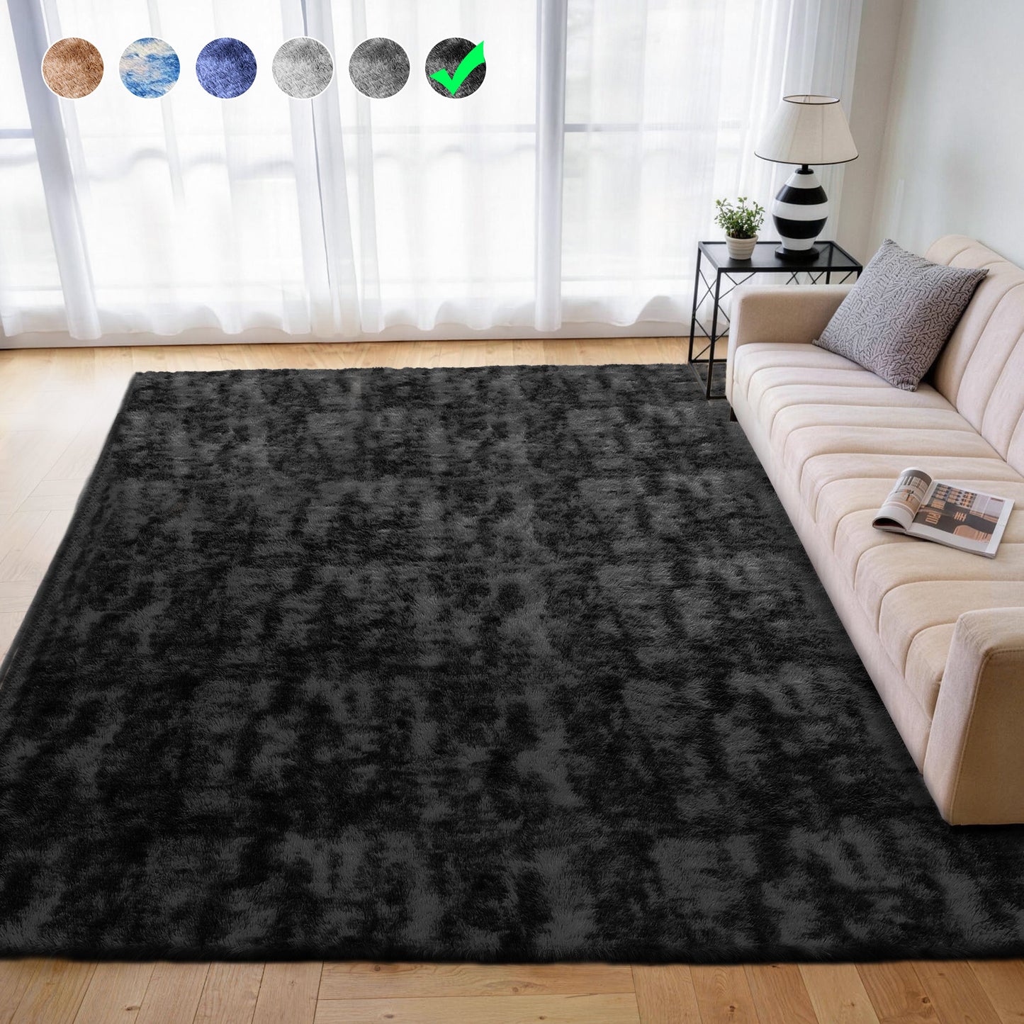 Cozydesg 4ftx6ft Large Area Rugs,Shag Fluffy Rugs for Living Room Bedroom, Modern Indoor Floor Rugs Soft Carpet Home Decro,Light Blue