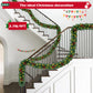 Yexmas 9ft Large Christmas Garland, Multi-Purpose Xmas Wreath with 60 LED Lights, Decorated with Pinecones, Berry Clusters, Battery Operated