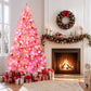 Yexmas 7.5ft Pre-Lit Pink Christmas Tree,Artificial Christmas Tree with 1600 PVC Branches,450 Multicolor Lights,Metal Hinges,Xmas Tree for Home,Holiday Party Decorations