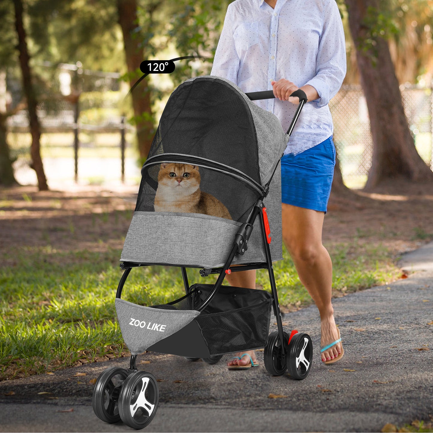 Zoolike 3 Wheel Pet Stroller Cat Dog Stroller Foldable Jogging Travel Perros Carrier for Small Medium Dogs，Puppy Stroller,Black