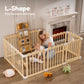Babyeap Foldable Wooden Baby Playpen,Large Wood Play Yard for Babies and Toddlers, Baby Fence for Indoor Activity Center,71x47x23.6 Inch