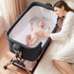 Babyeap 3-in-1 Baby Bassinet, Adjustable Bedside Sleeper with Gentle Rocking Motion, Storage Basket and Wheels for Infants, Gray