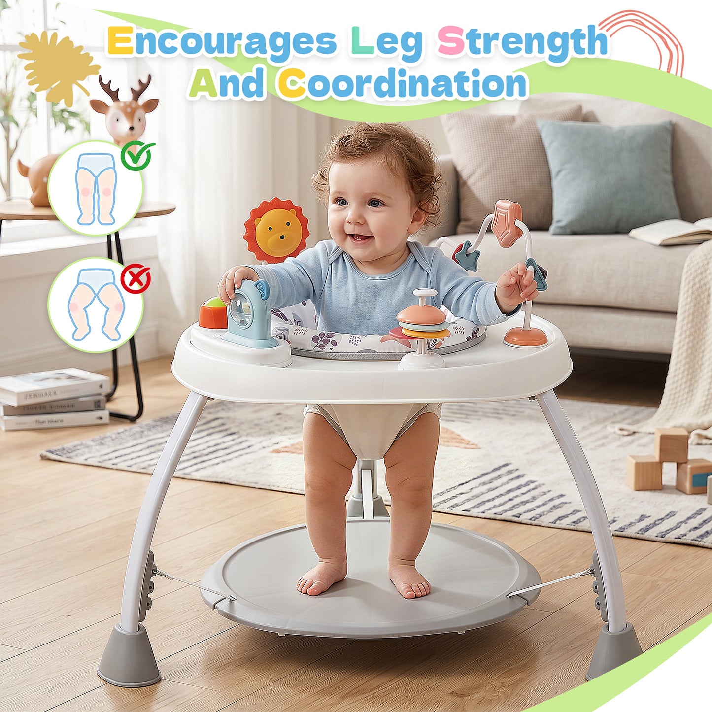 Babyeap 5-in-1 Baby Activity Center,Baby Jumper with 360° Rotating Seat and Music Toy,6 Months +