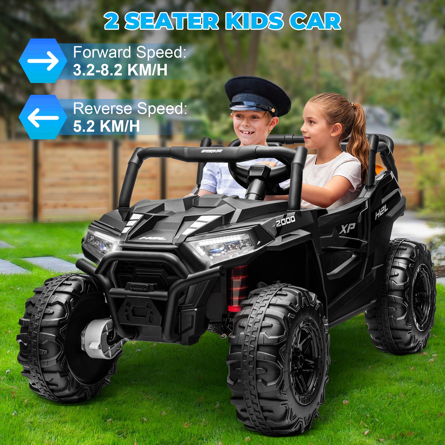 Yexmas 24V Kids Ride on Car Truck,2 Seater Kids Electric Car with Remote Control,Toddler Ride on Car with 110lb Weight Capacity,Black