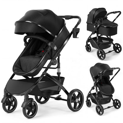 babyeap 2 in 1 Baby Stroller,Foldable Lightweight Carriage Reversible Bassinet Pram for Toddler,Travel Stroller with with Cup Holder、Storage Bag