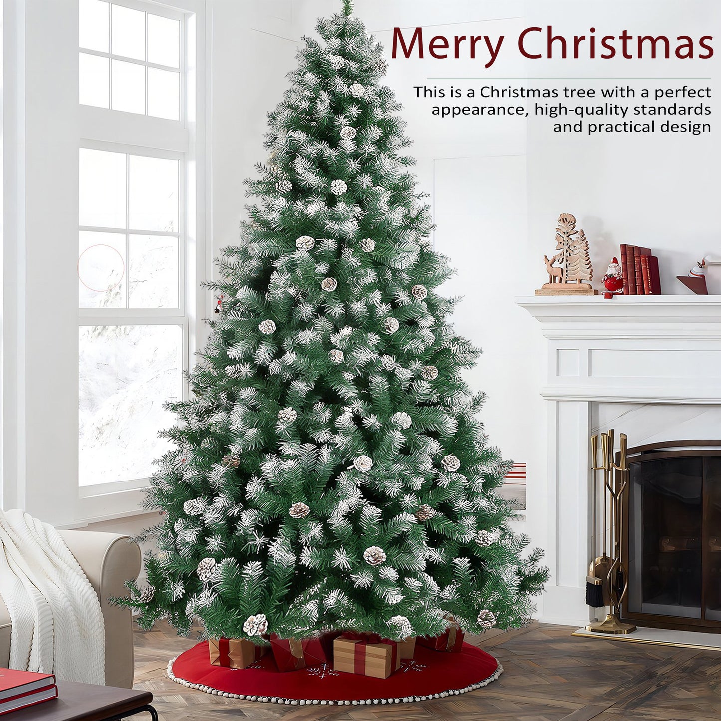 Yexmas 6ft Pre-Lit Christmas Tree, 8 Modes LED Lights, Artificial Xmas Tree with Large Storage Bag