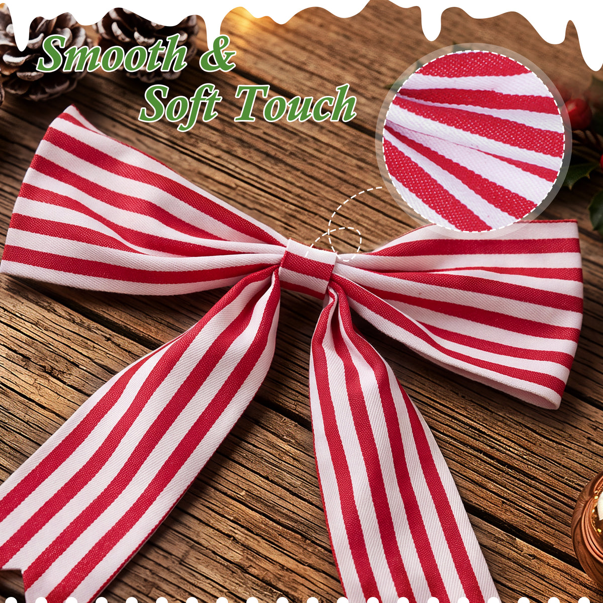 Yexmas 24pcs Burgundy Velvet Christmas Bows, Xmas Ribbon Bows Ornaments for Christmas Tree, Gift Wrapping,Crafts,Party, Wreath Garland Holiday Decor
